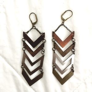 Multi Metal Chevron Earrings